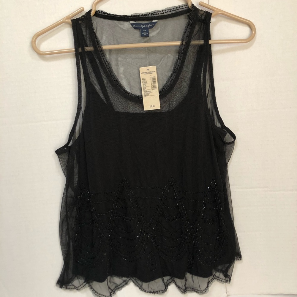 (NWT) American Eagle Black Beaded Tank Top